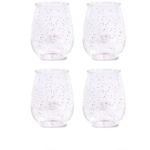 STEMLESS ACRYLIC WINE GLASS SET OF 4 - GLITTER